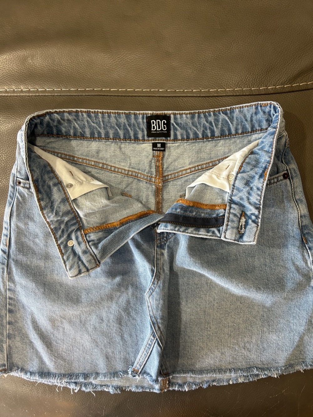BDG Urban Outfitters Light Wash Denim Mini Skirt - Light Blue size M 28” waist - Picture 3 of 7